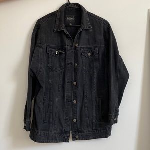 COPY - Oversize denim black jacket - one small spot and can easily be removed.